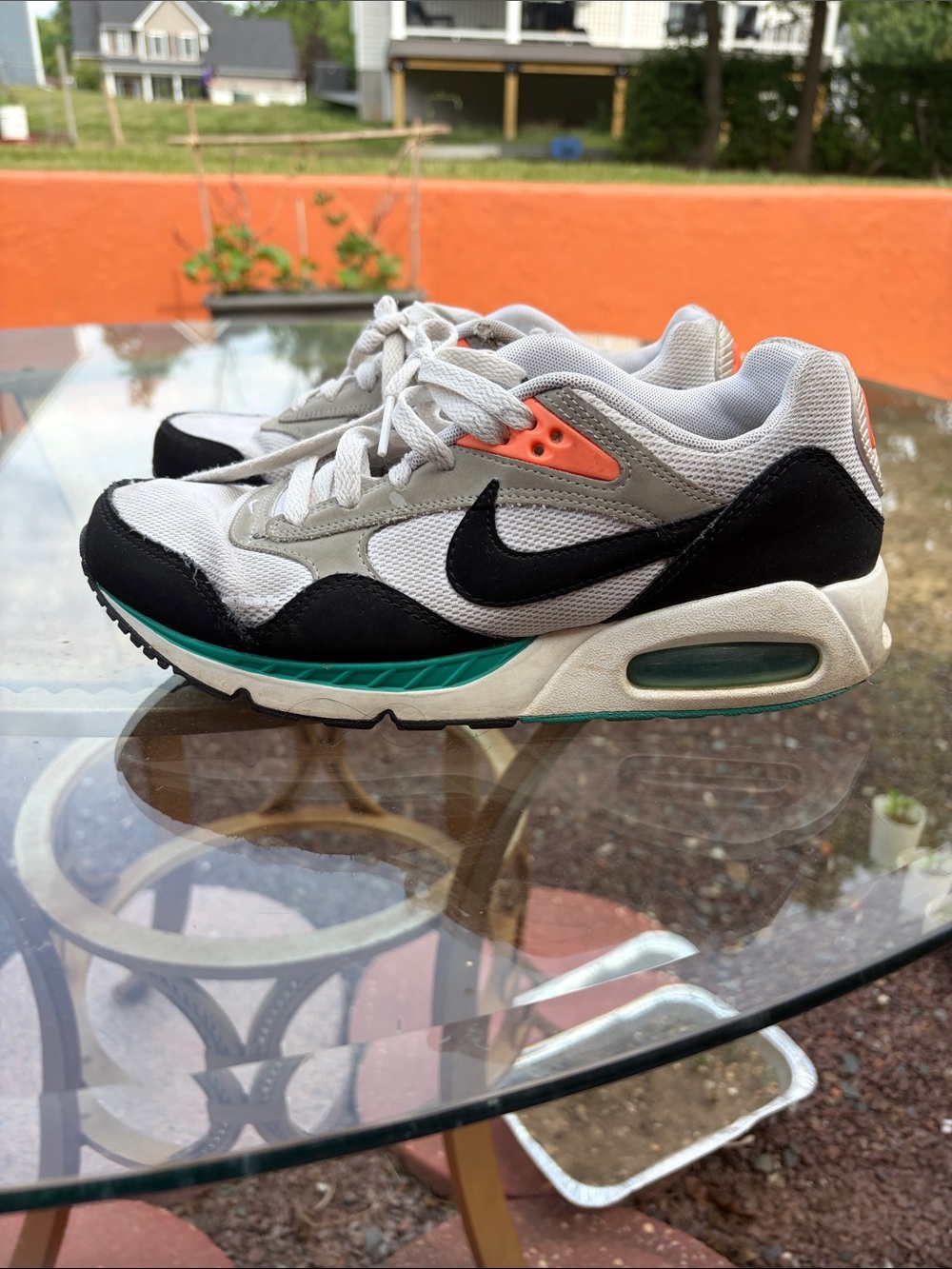 Nike Kids White Black Sneakers with Teal and Orange Accents